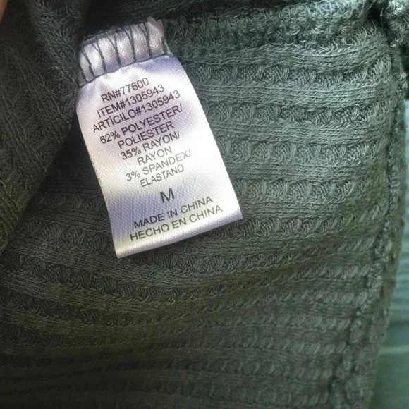 Chaser Women Waffle Knit Thermal Forest Green Long Sleeve Medium - Picture 5 of 5